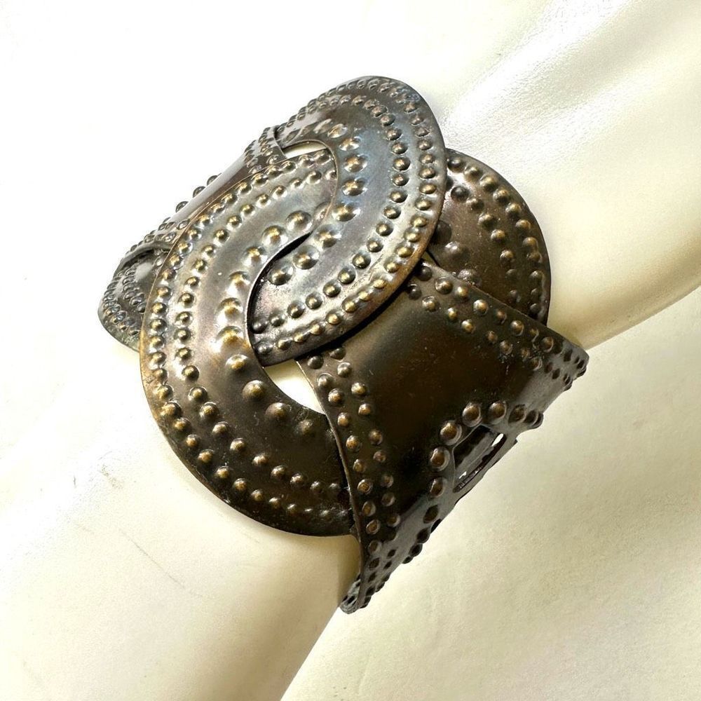 Braided wideβbrass cuffβbracelet